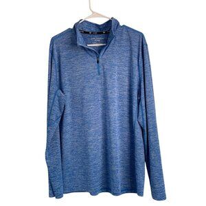 Tek Gear Mens L Blue Long Sleeve 1/4 Zip Athletic Pullover 8925 GUC Performance